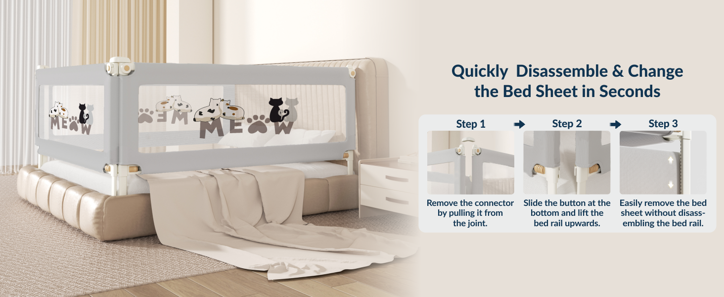 3-Side Foldable New Model Baby Bed Rail Guard