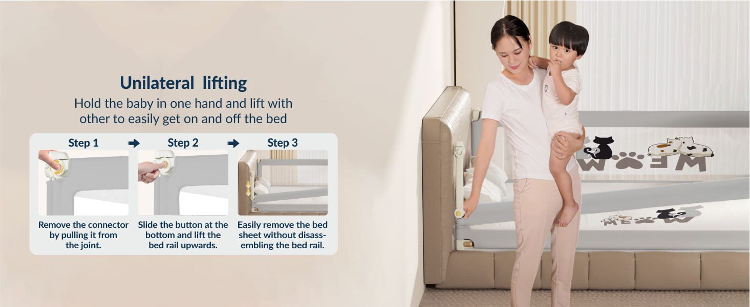 3-Side Foldable New Model Baby Bed Rail Guard