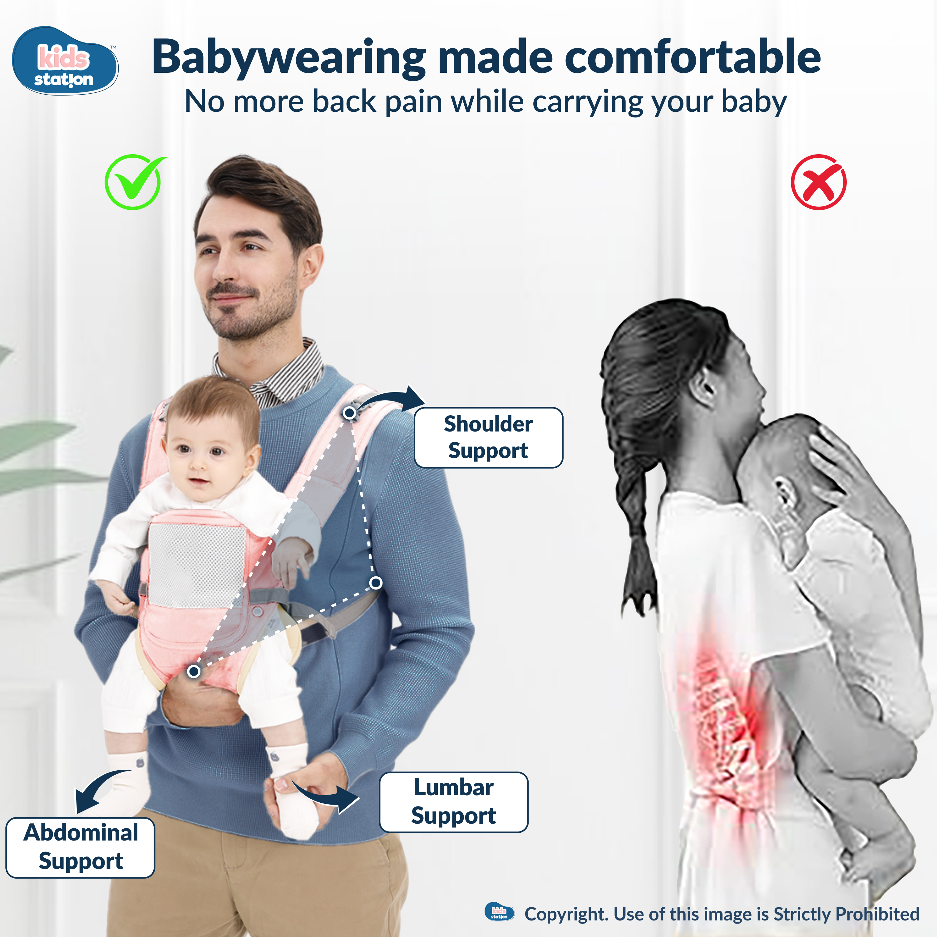 Kids Station Cuddle Time Baby Carrier – 6-in-1 Cotton Carrier for New-born to Toddler, Patented & Adjustable