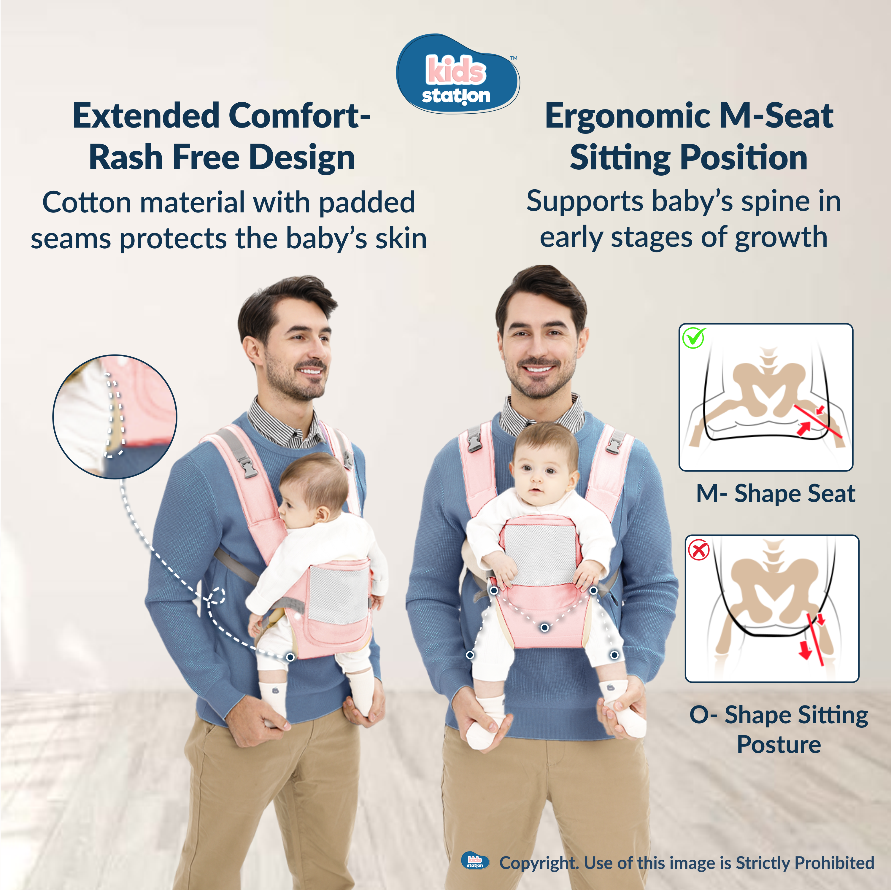 Kids Station Cuddle Time Baby Carrier – 6-in-1 Cotton Carrier for New-born to Toddler, Patented & Adjustable