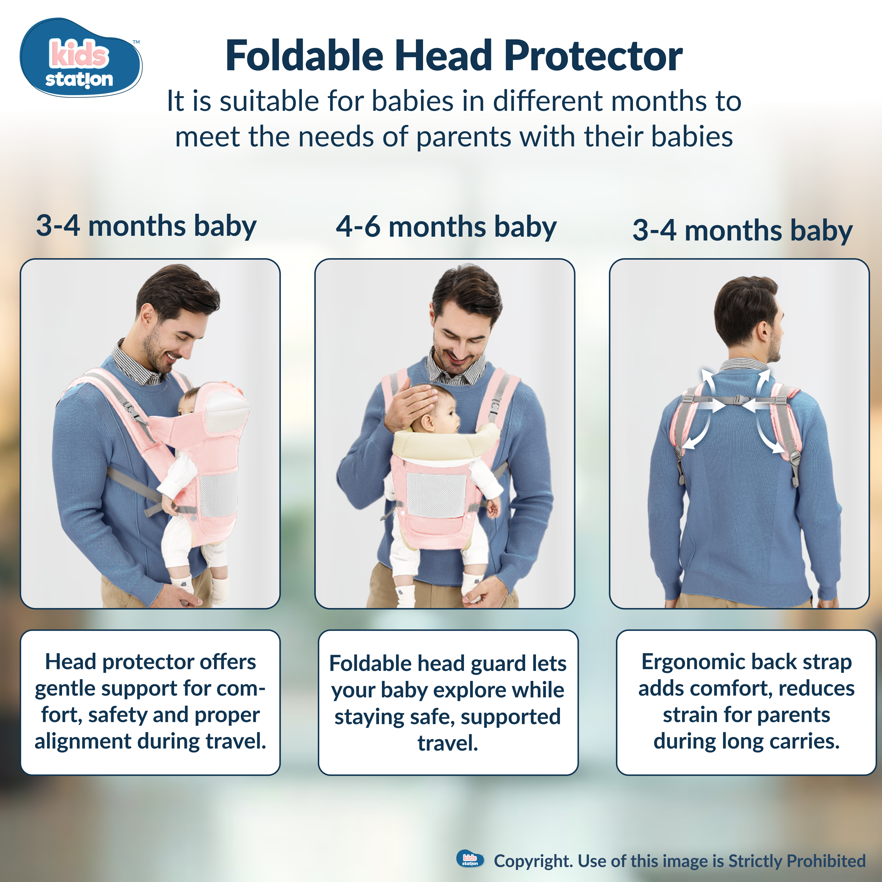 Kids Station Cuddle Time Baby Carrier – 6-in-1 Cotton Carrier for New-born to Toddler, Patented & Adjustable
