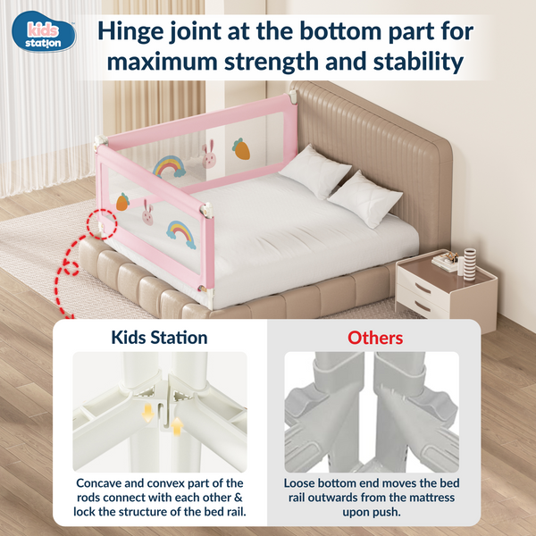 Kids Station 1-Side Foldable Baby Bed Rail Guard | Portable, Patented – Made in India