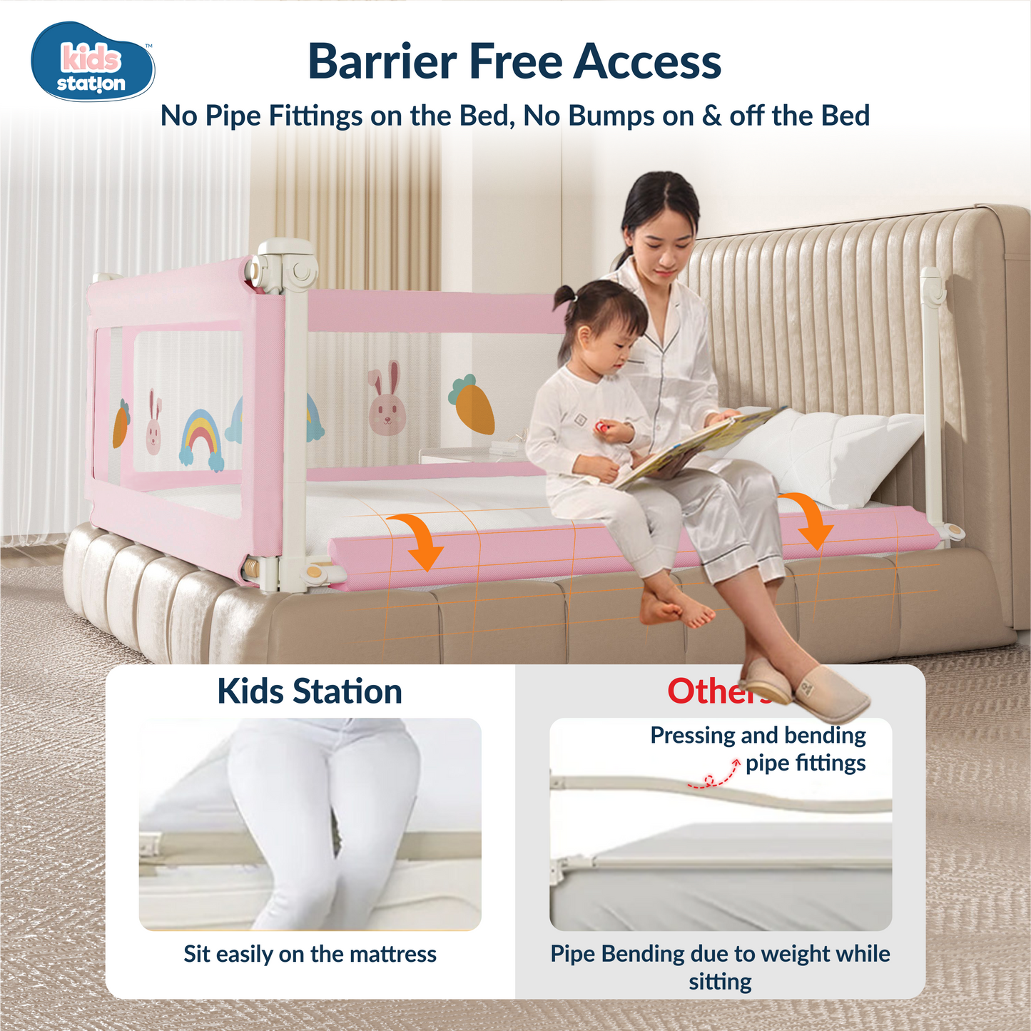 3-Side Foldable New Model Baby Bed Rail Guard
