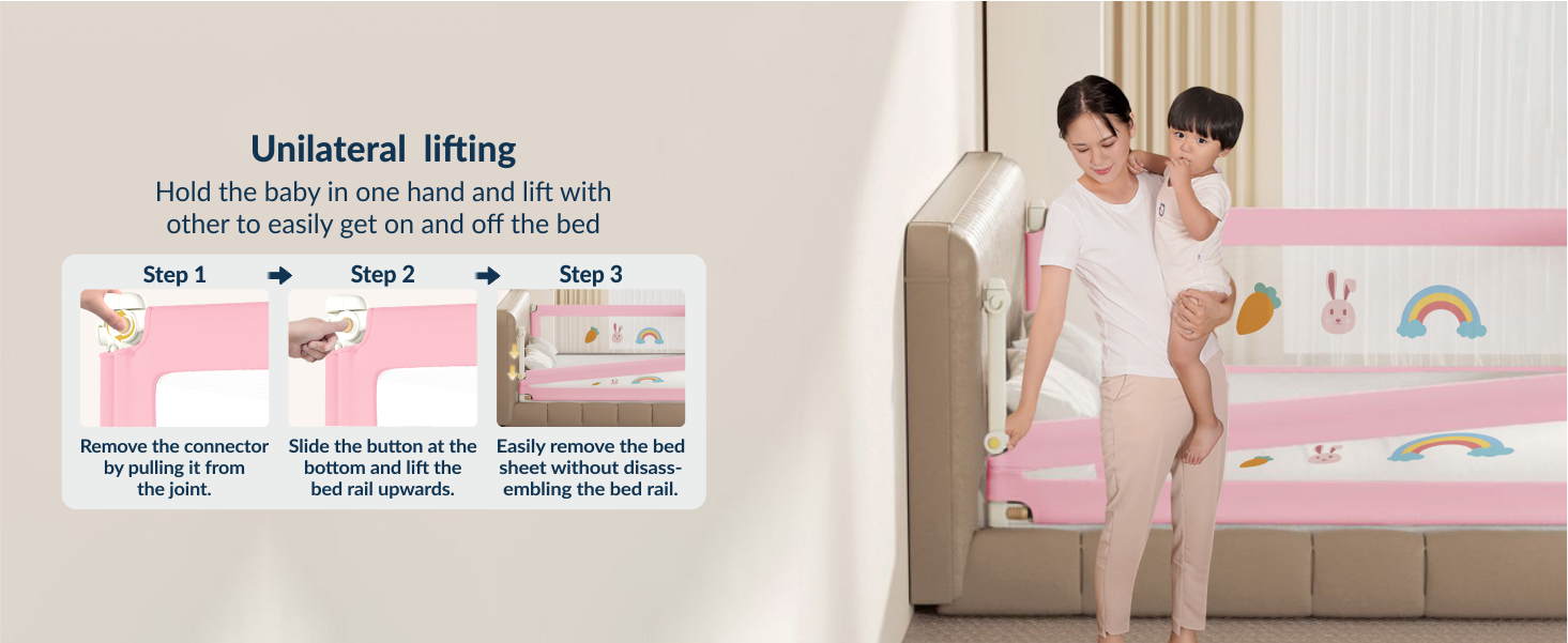3-Side Foldable New Model Baby Bed Rail Guard