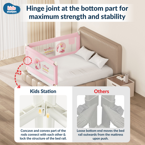 Kids Station 1-Side Foldable Baby Bed Rail Guard | Portable, Patented – Made in India
