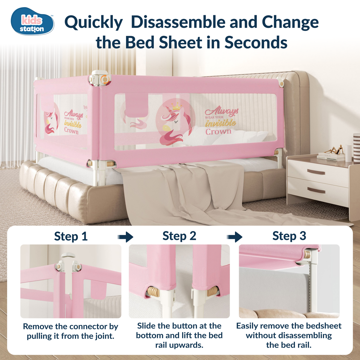3-Side Foldable New Model Baby Bed Rail Guard