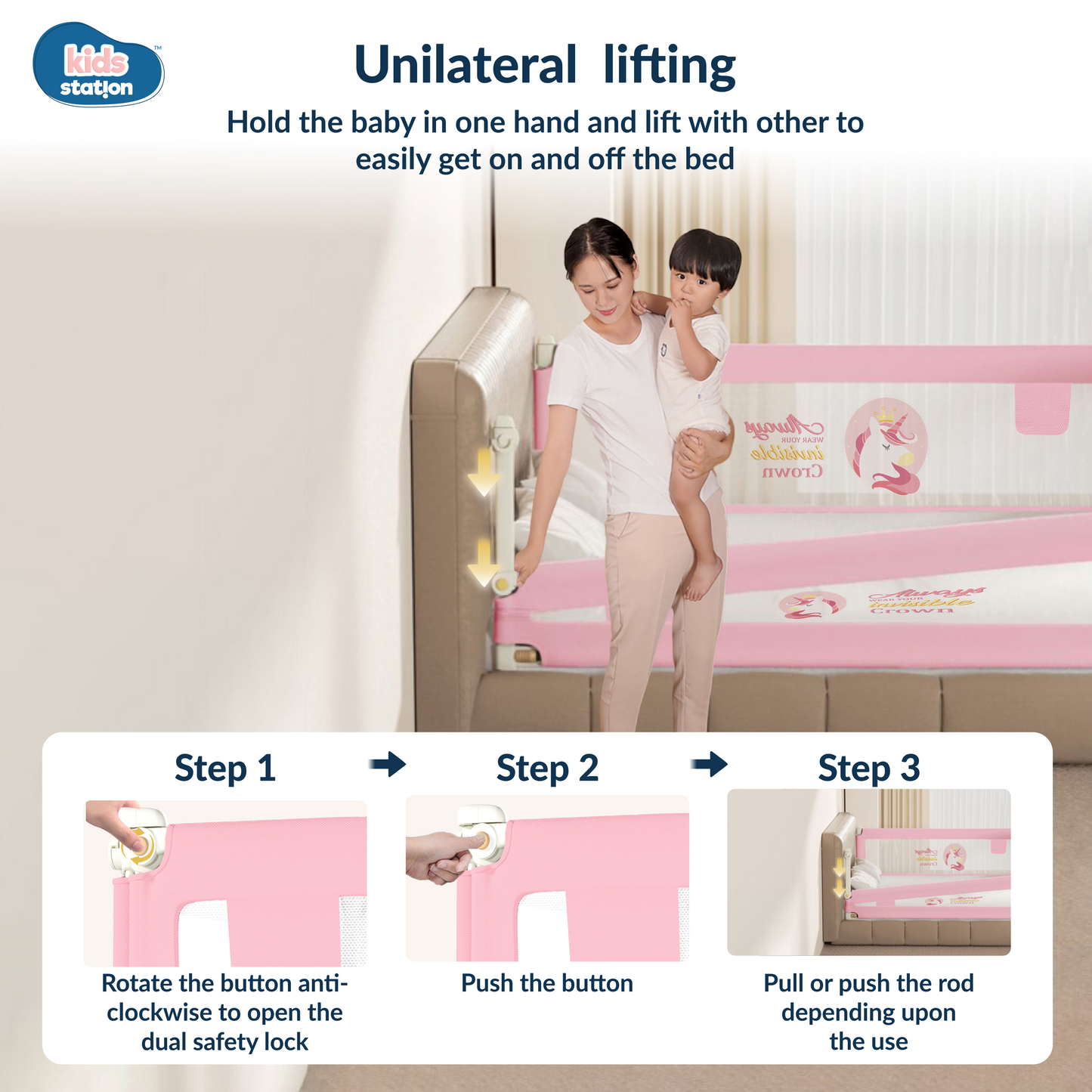 3-Side Foldable New Model Baby Bed Rail Guard