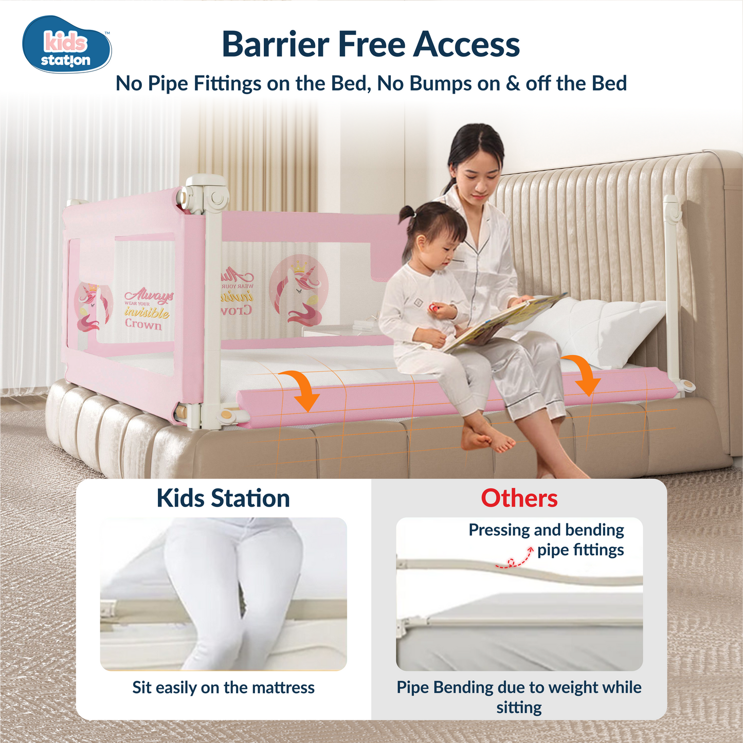 3-Side Foldable New Model Baby Bed Rail Guard