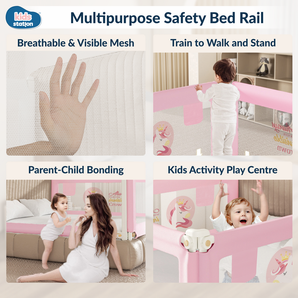 Kids Station 1-Side Foldable Baby Bed Rail Guard | Portable, Patented – Made in India
