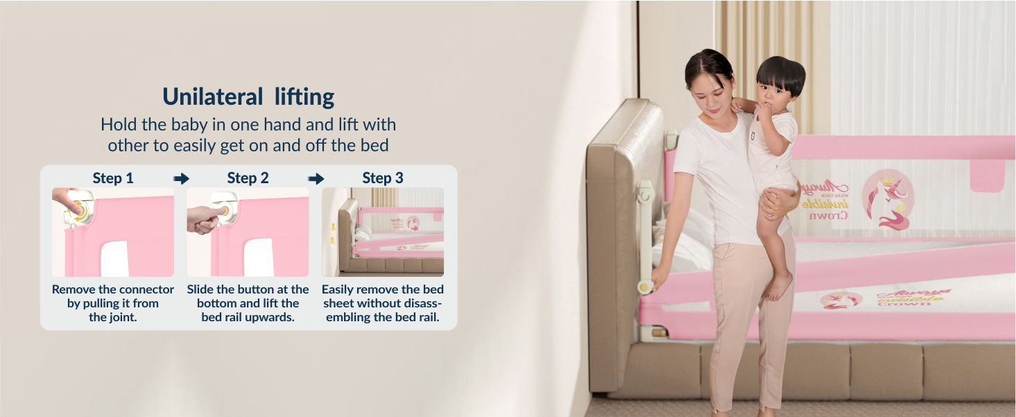 3-Side Foldable New Model Baby Bed Rail Guard