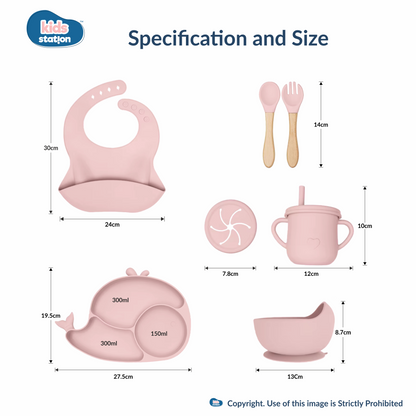8-in-1 Whale Silicone Feeding Set for Babies