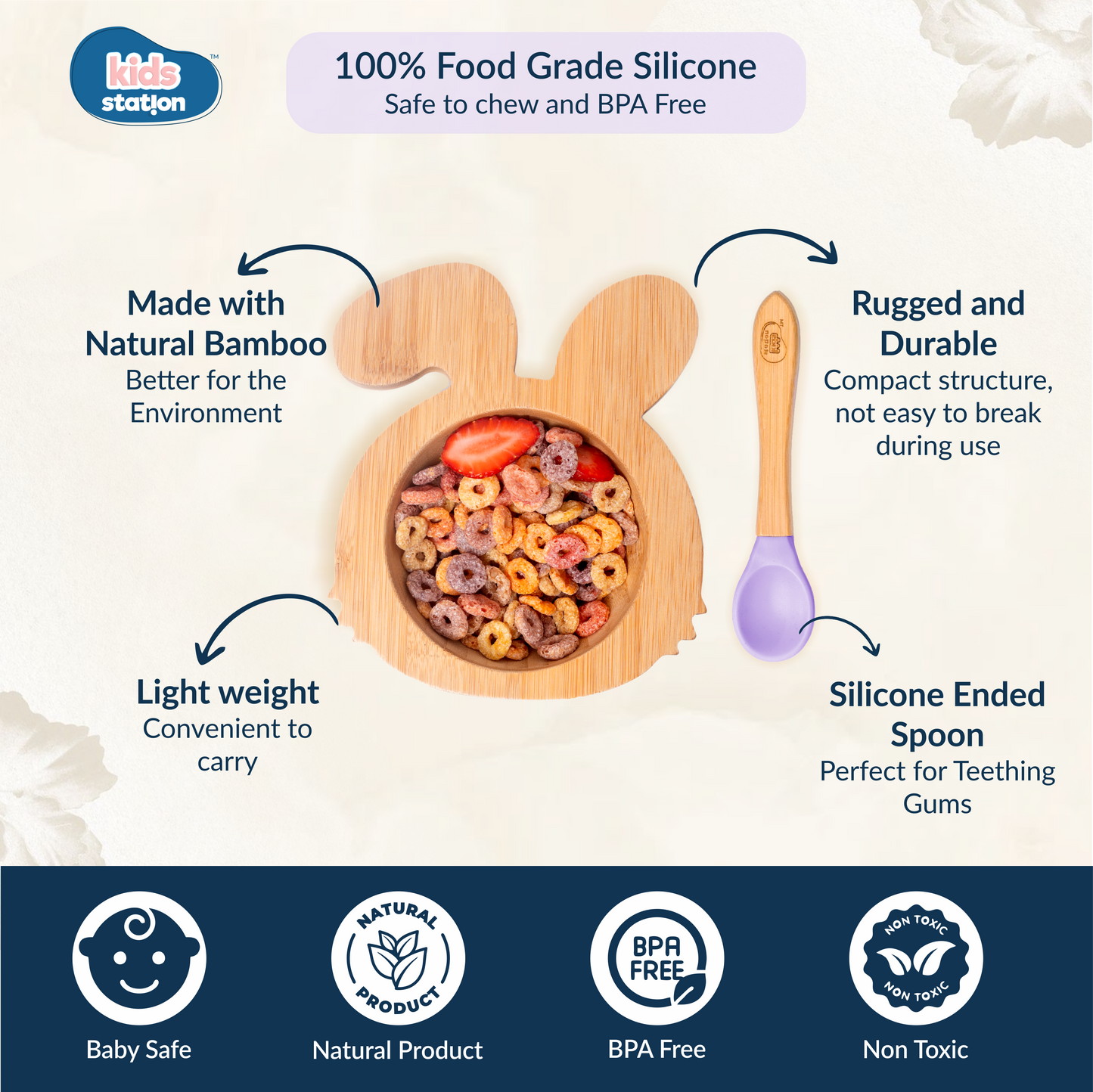 EcoBunny Bamboo Baby Tableware Set for Babies